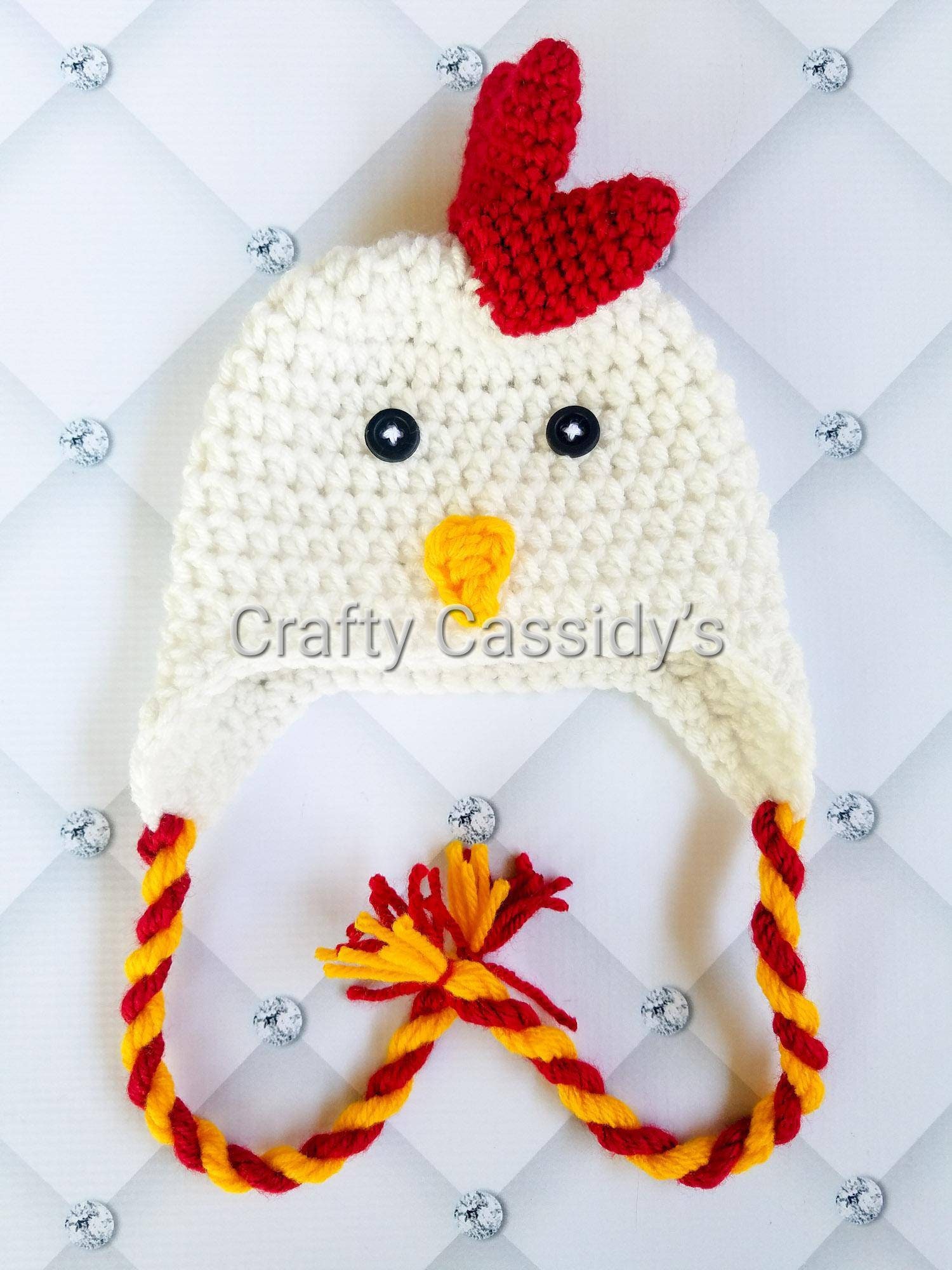 Crochet Chicken Hat Rooster Beanie | Baby Farm Animal Costume With ...
