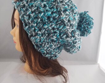 Women's slouch beanie, crochet slouch hat, slouchy winter hat