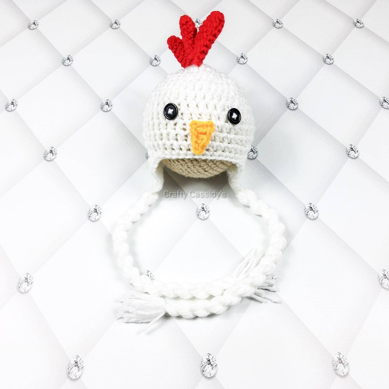 Crochet Chicken Hat Rooster Beanie | Baby Farm Animal Costume With ...