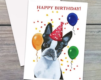 Boston Terrier Birthday Card: Dog Lover Greeting