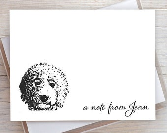 Doodle Note Cards, Personalized Doodle Stationery, Golden Doodle Note Card Set, Labradoodle Note Card Set, gift under 20