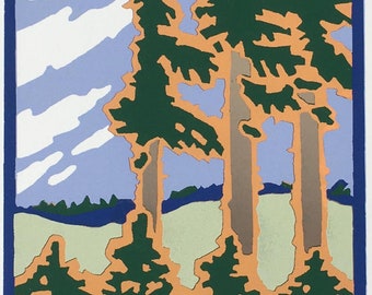 Screen Print - "Pines" Limited Edition Handmade Fine Art