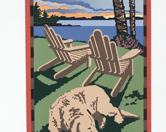 Screen Print "Adirondacks" Limited Edition Handmade Fine Art