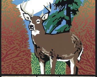 Screen Print - "White Tail" Limited Edition Handmade Fine Art
