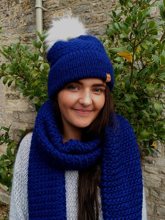 merino wool scarf and hat set