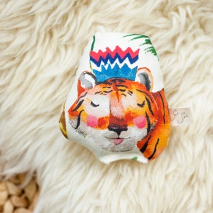 Animal Rattle, Baby Rattle, Safari Baby Shower, Newborn Gift Set, Newborn Toy, Cotton Rattle, Animal Newborn Gift, Jungle Theme Party, Tiger