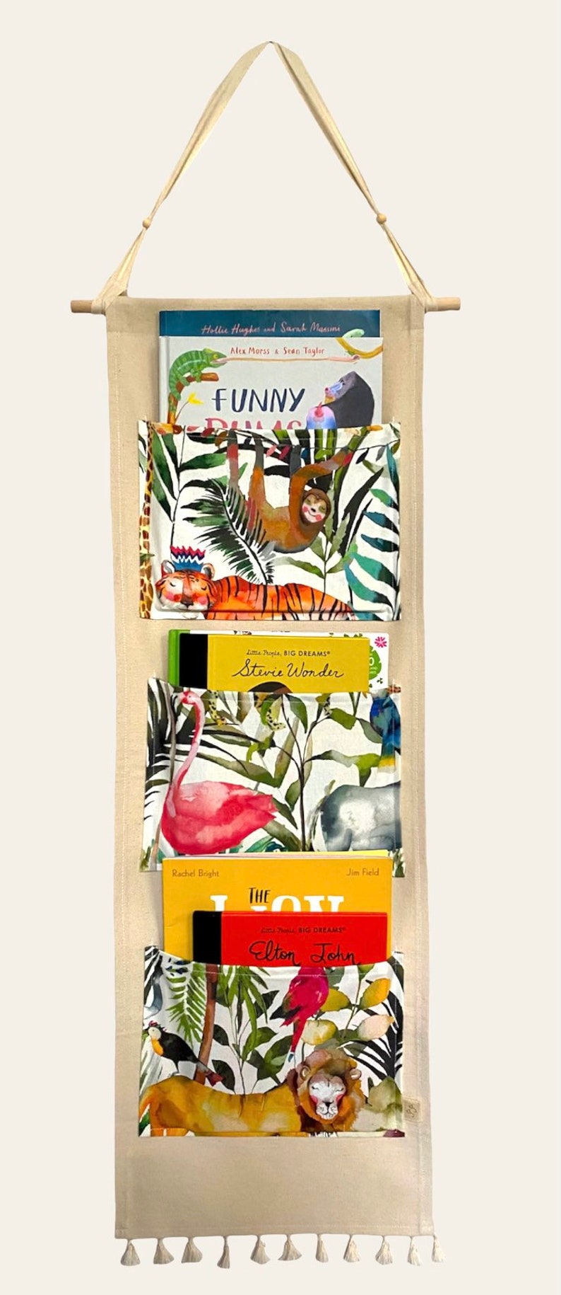 Rangement mural jungle, rangement pour enfants, rangement mural pour chambre d'enfant, jouet, accessoires, rangement pour couches, organisateur de poche mural, décor de chambre d'enfant Safari image 3