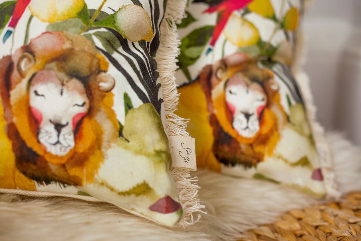 Jungle Cushion Childrens Cushion Kids Bedding Animal Etsy UK