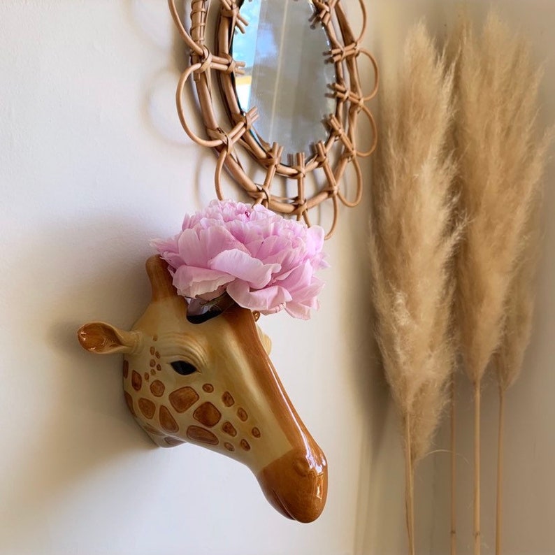 Ceramic Animal Head Wall Vase Animal Head Hand painted Etsy