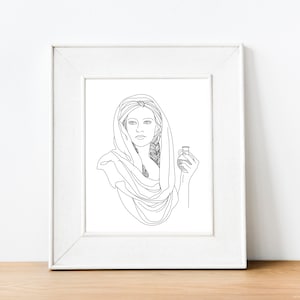 Stampa scaricabile Mary Magdalene Line Art, stampa da casa
