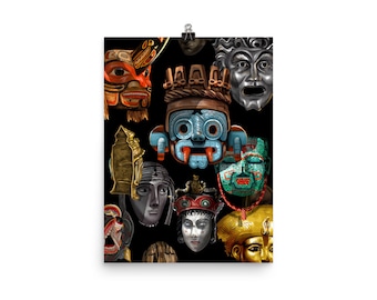 Masks Across Time - Satin Poster Print