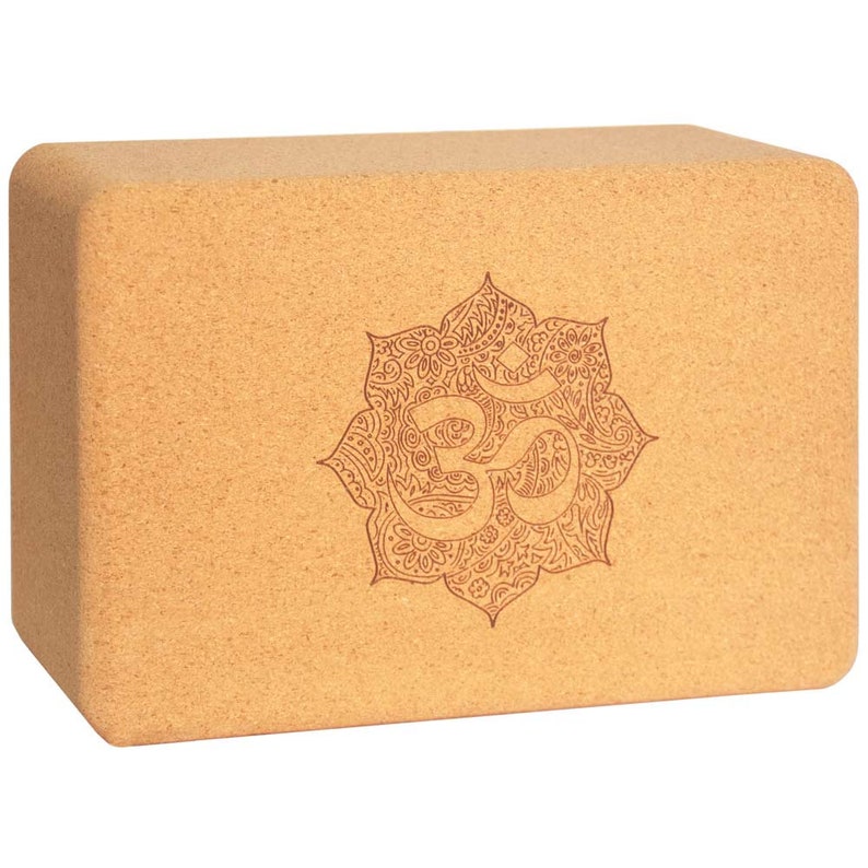 Bheka Cork Yoga Block with Namaste or OM laser etch design