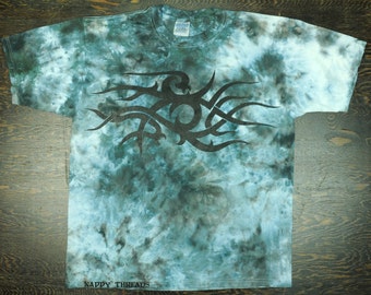 Vintage Future Primitive Tattoo Tribal 1 Gray Tie Dye Short Sleeve Tee Shirt - by Nappy Threads Festival Music Pierce - L XL / Large & Extra