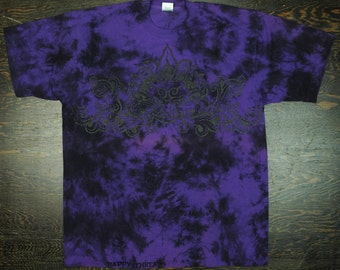 Vintage Nappy Threads Dragon Head - Purple Tie Dye Short Sleeve Tee Shirt - Future Indian Primitive Tribal Tattoo Festival - XL Extra Large