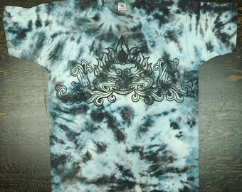 Vintage Nappy Threads Dragon Head - Gray Earth Tie Dye Short Sleeve Tee Shirt  Future Indian Primitive Tribal Tattoo Festival XL Extra Large