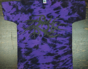 Vintage Future Primitive Tattoo Tribal 1 Purple Tie Dye Short Sleeve Tee Shirt - by Nappy Threads Alternative Festival Music Pierce  L Large