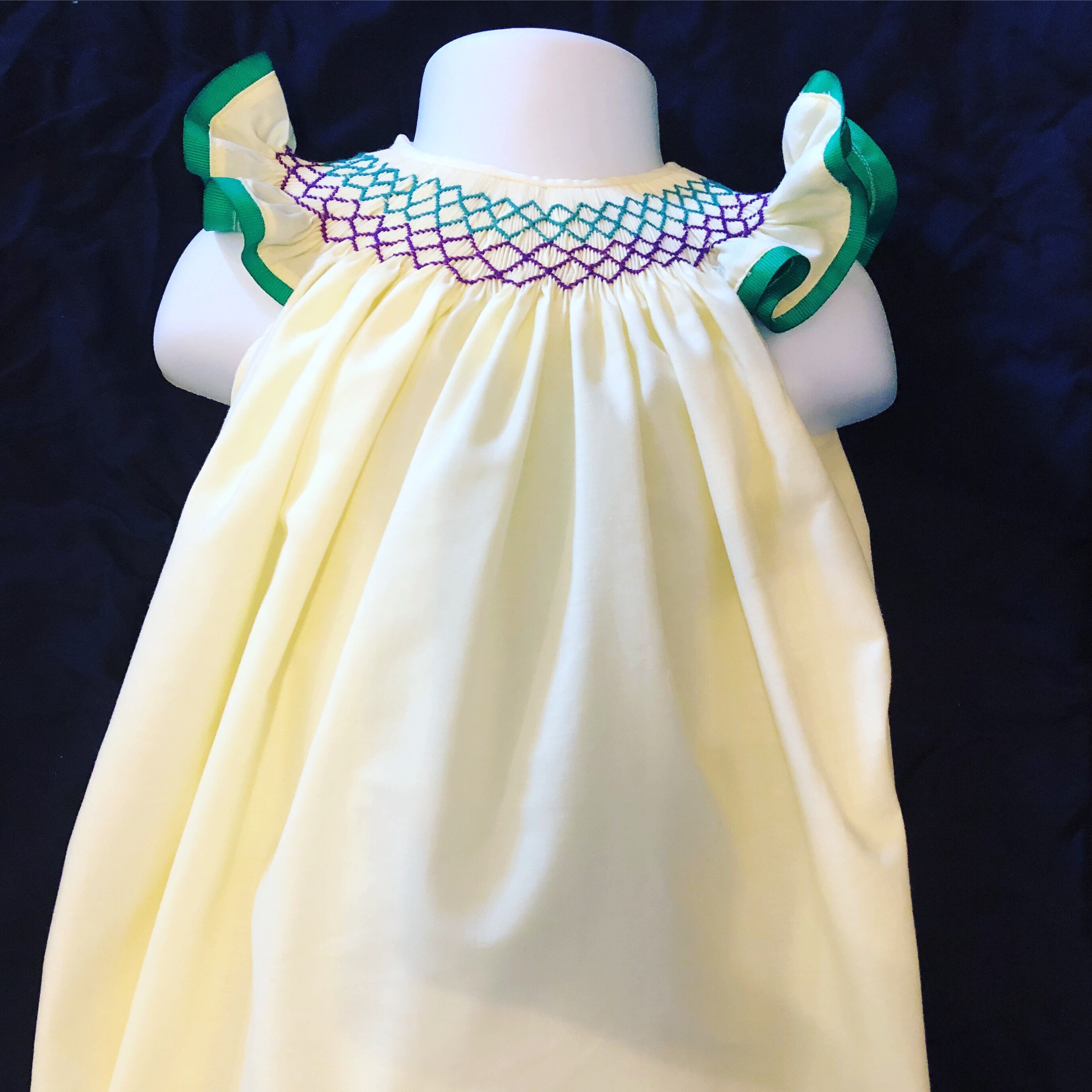 mardi gras smocked outfit