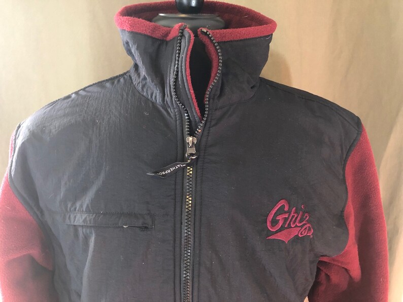 Large Size Vintage University of Montana Grizzlies Fleece /& Nylon Weatherproof Jacket