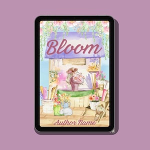 Portada de libro electrónico prediseñada, romance contemporáneo, romance acogedor, flores, portada ilustrada, portada prediseñada, portada de libro electrónico, acuarela, floristería