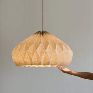 Suspension lumineuse de salle à manger - Très grande taille / Éclairage d'ambiance chaleureux / Ensemble abat-jour suspendu en lin avec auvent -MISAKI02