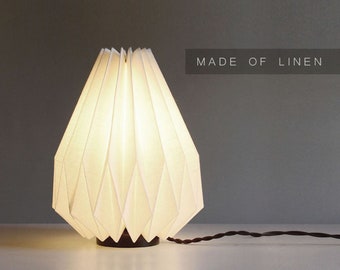 Modern Table Lamp  / Ambient Lighting / Linen Fabric Origami Shade