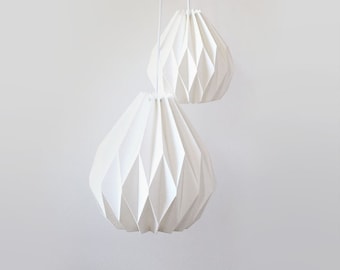 Origami Lamp with Ceiling Canopy / 100% White Linen lampshade