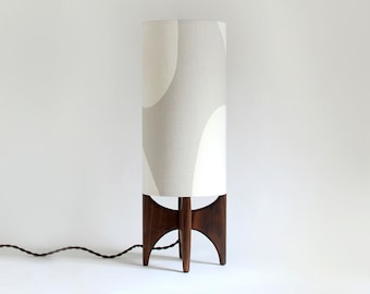 Table Lamp / Linen Lampshade / Wood Lamp / Black Walnut / 100% Linen Shade