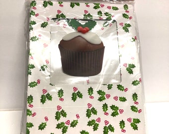 Cupcake & Cookie Boxes,Christmas Treat Box,Cupcake Christmas Box,Christmas Cookie Box,Cookie Gift,Baking Gift Container,Holly Print Boxes,