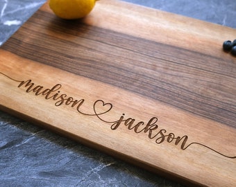 Engagement Gift For Couple, Custom Cutting Board, Unique Wedding Gift, Personalized Charcuterie Board, Walnut Cheese Board, Bridal Shower