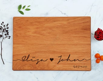 Custom Cutting Board, Personalized Cutting Board, Wedding Gift, Engagement Gift For Couple, Engraved Wood Chopping Board, Walnut, Maple, Oak