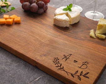 Custom Walnut Cutting Board, Personalized Chopping Board, Engagement Gift For Couple, Unique Wedding Gift, Engraved Charcuterie Housewarming