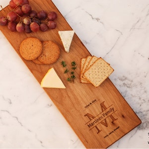 Personalized Charcuterie Board, Engagement Gift For Couple, Custom Engraved Monogram, Wedding Gift, Housewarming, Realtor Closing, Christmas image 1