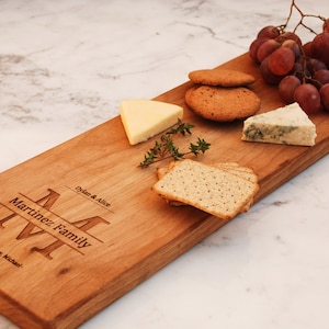 Personalized Charcuterie Board, Engagement Gift For Couple, Custom Engraved Monogram, Wedding Gift, Housewarming, Realtor Closing, Christmas image 2