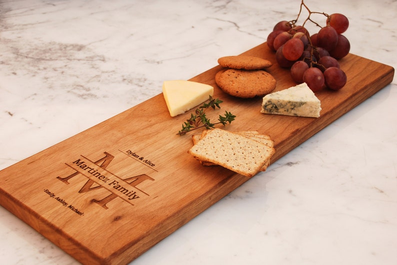 Personalized Charcuterie Board, Engagement Gift For Couple, Custom Engraved Monogram, Wedding Gift, Housewarming, Realtor Closing, Christmas image 2