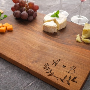 Custom Cutting Board, Personalized Cheese Board, Engagement Gift, Wedding, Bridal Shower Present, Couple Initials, Engraved Wood Charcuterie image 2