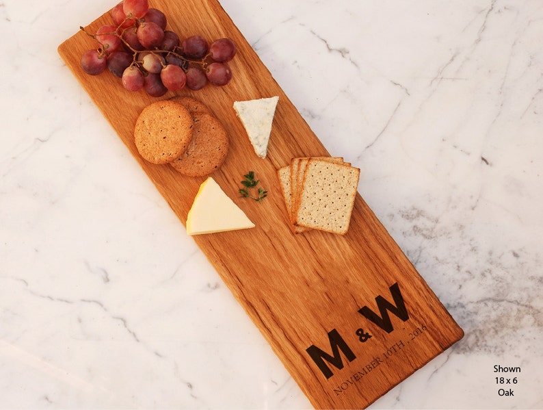 Engraved Cheese Board, Custom Monogrammed Wedding Gift For Couple, Engagement Present, Bridal Anniversary Housewarming Coworkers Gift image 1