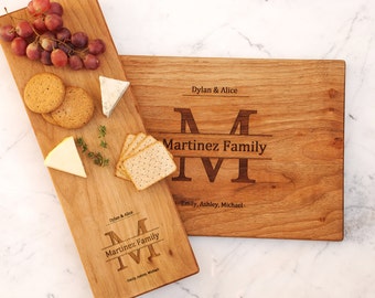 Personalized Cheese Board, Custom Wood Cutting Board, Engraved Charcuterie, Couple Wedding, Engagement, Housewarming, Anniversary Gift