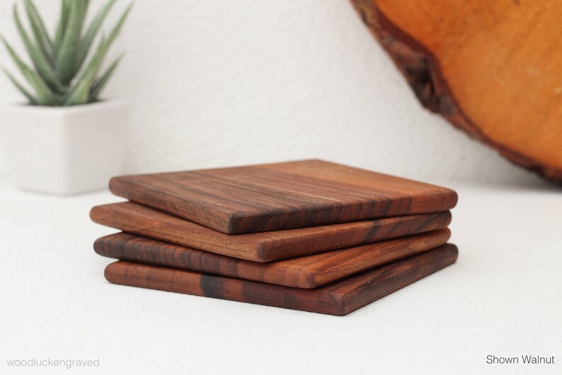 Personalized Coaster Set Custom Wood Bar Coasters Drink Etsy