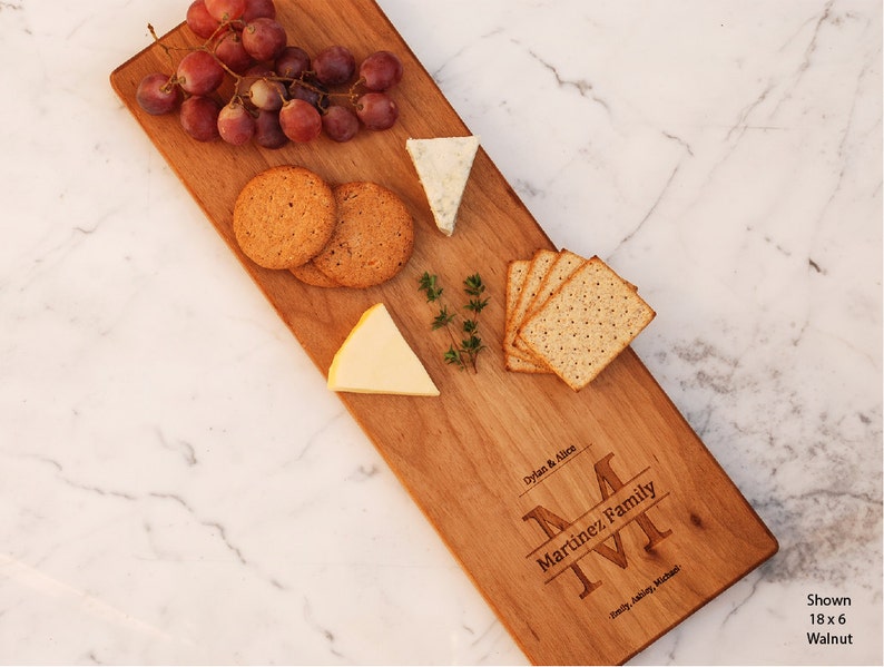 Personalized Charcuterie Board, Engagement Gift For Couple, Custom Engraved Monogram, Wedding Gift, Housewarming, Realtor Closing, Christmas image 1