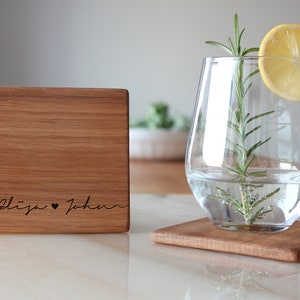 Personalized Coaster Set, Custom Wood Coaster Set, Wedding Gift For Couple, Engagement Gift, Bridal Shower Present, Engraved Drink Coasters