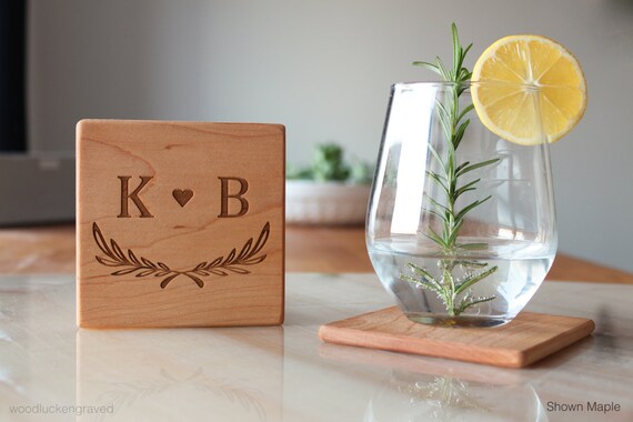 drink coasters with initials