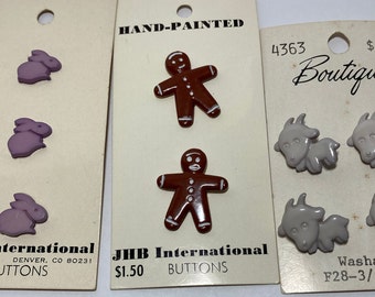 Vintage Gingerbread Man Buttons Goat Buttons 9 Vintage Buttons Craft Buttons Rabbit Buttons