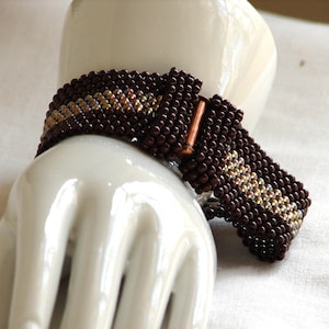 Beadwork Seed Bead Bracelet, Handmade Brown Bracelet, Trendy Bracelet, Woven Sead Bead Bracelet,