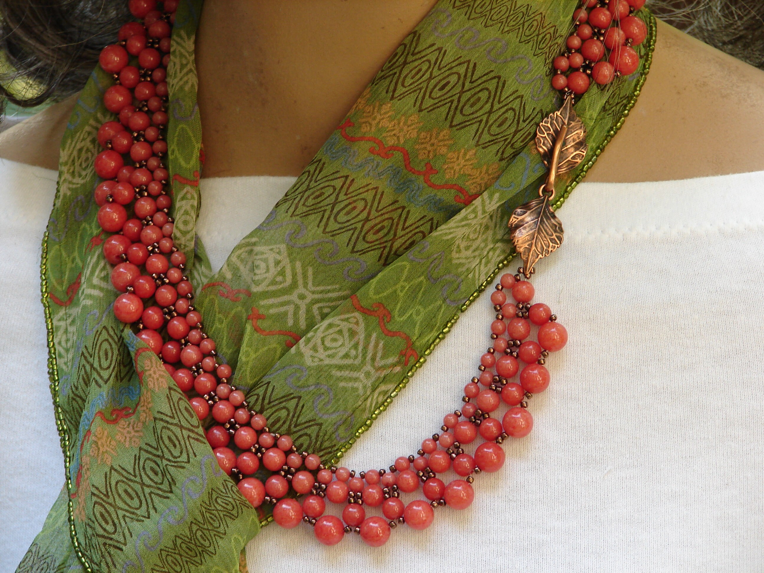 Coral and jade necklace sets deals