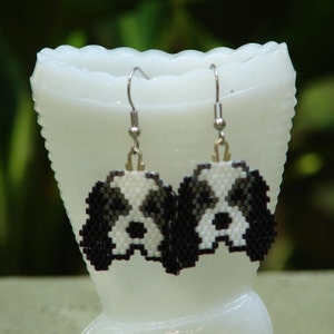 Dog Earrings, Beagle Earrings,  Seed Bead Earrings, Amimal Earrings, Dog Jewelry