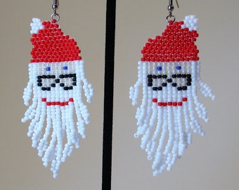 Santa Earrings, Christmas Earrings, Handmade Christmas Earrings, Holiday Jewelry, Holiday Earrings, Long Leg Santa Claus