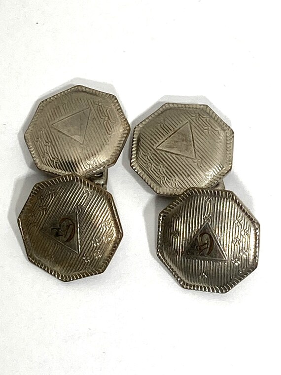 Antique Cuff Links, HWK Co. Cuff Links, Silver Col