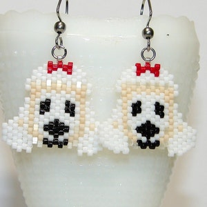 Poodle Dog Earrings, Poodle Earrings,  Seed Bead Earrings, Amimal Earrings, Dog Jewelry
