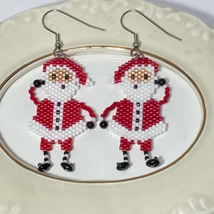 Santa Earrings, Hello Santa Claus Christmas Earrings, Handmade Christmas Earrings, Holiday Jewelry, Holiday Earrings,  Hello Santa Earrings