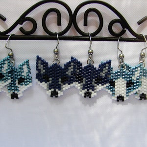 Fox Earrings, Seed Bead Fox Earrings, Teal Fox Earrings, Navy Blue Fox Earrings, Peyote Fox Earrings. Coyote Earrings image 5